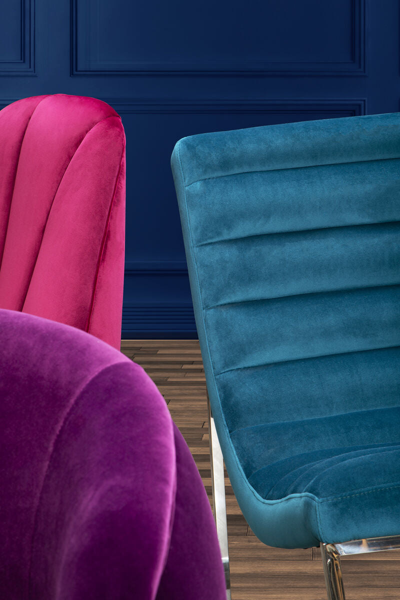 Teal Velvet Curving Lounge Chair