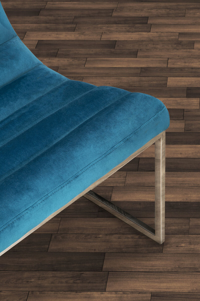Teal Velvet Curving Lounge Chair