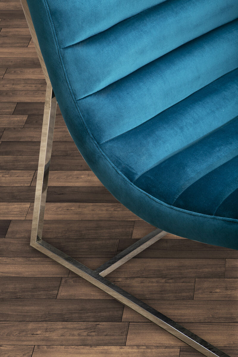 Teal Velvet Curving Lounge Chair