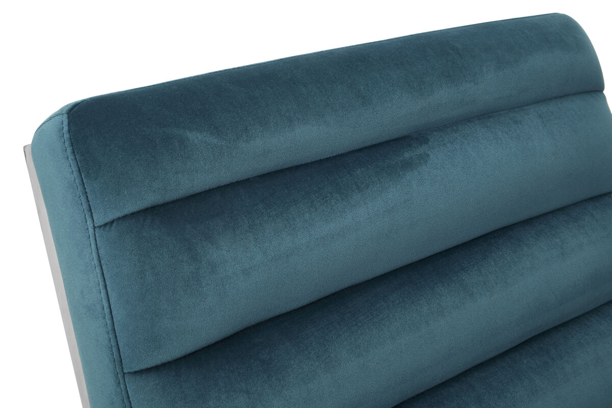 Teal Velvet Curving Lounge Chair