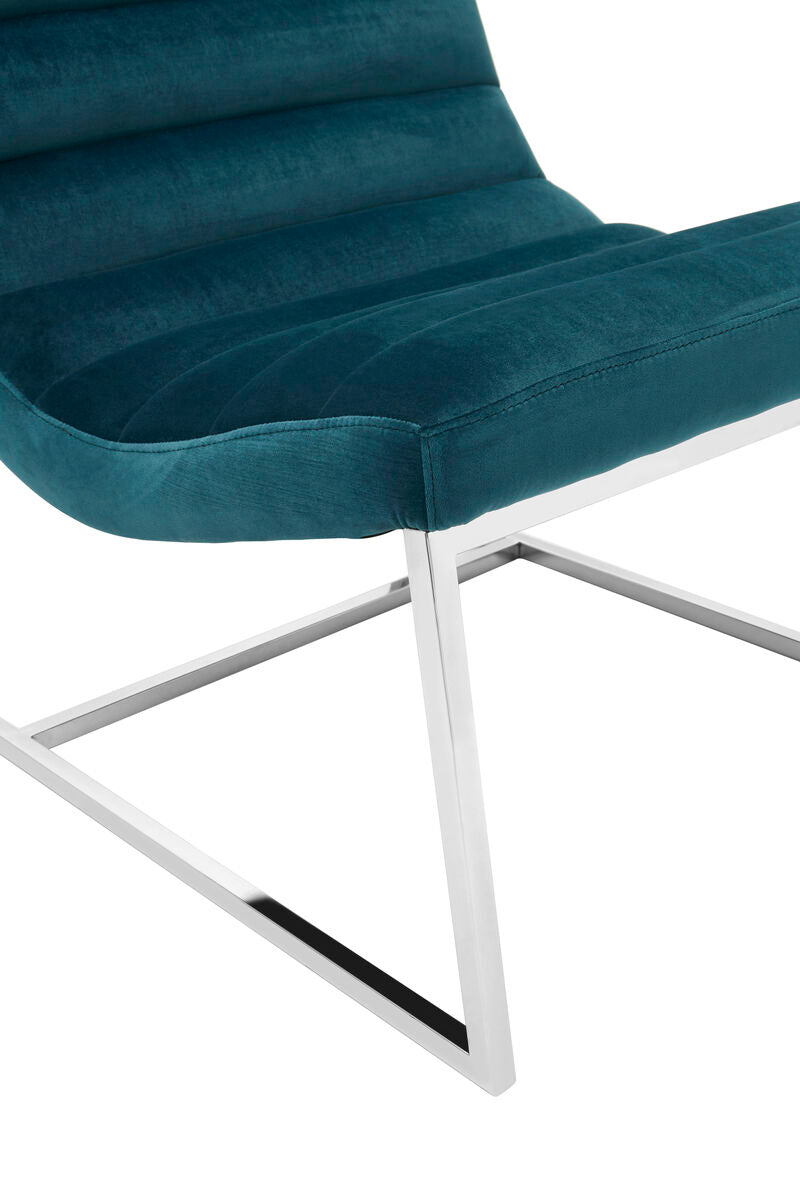 Teal Velvet Curving Lounge Chair