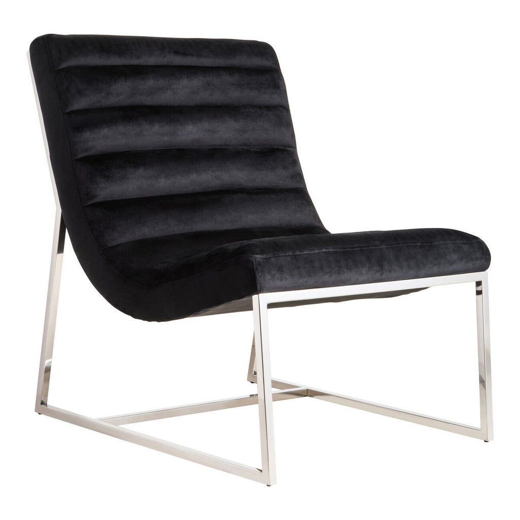 Midnight Velvet Curving Profile Lounge Chair