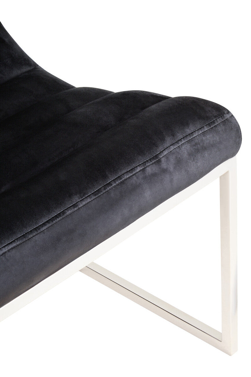 Midnight Velvet Curving Profile Lounge Chair