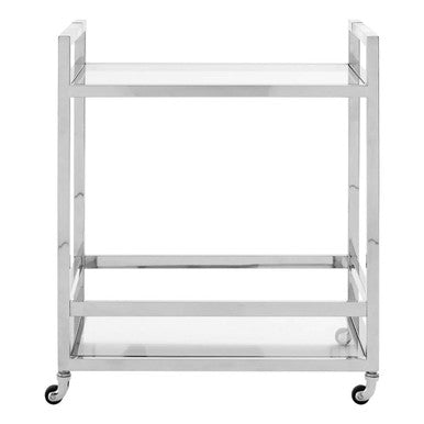 2 Tier Drinks Trolley with Clear Glass Shelves