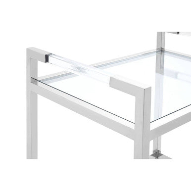 2 Tier Drinks Trolley with Clear Glass Shelves