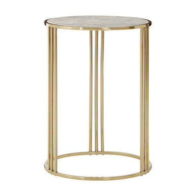 White Marble Round Side Table with Gold Steel Base