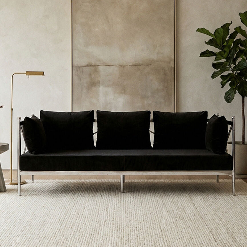 3 Seater Sofa With Silver Lattice Sides