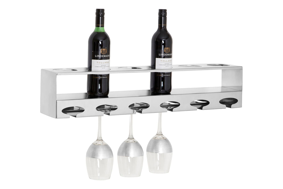 6 Bottle Silver Wine Rack Wall Mount