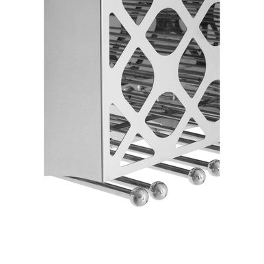 12 Bottle Silver Wine Rack with Stemware Storage