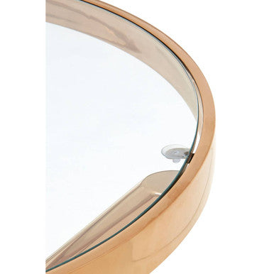 Clear Tempered Glass Round Top Side Table with Rose Gold Stainless Steel Base