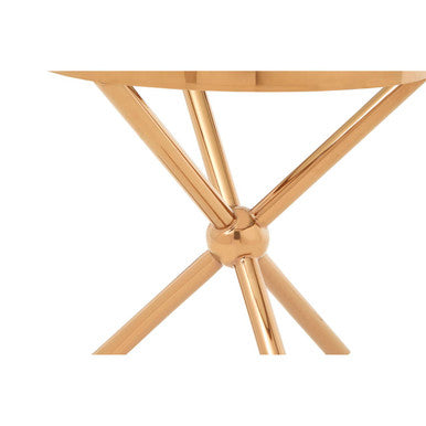 Clear Tempered Glass Round Top Side Table with Rose Gold Stainless Steel Base