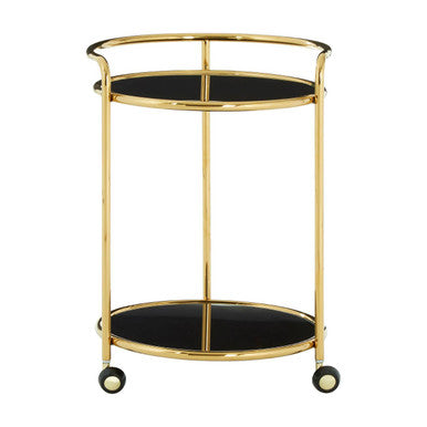Round Gold Trolley with Glass Shelves