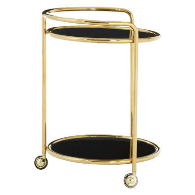 Round Gold Trolley with Glass Shelves