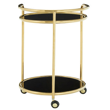 Round Gold Trolley with Glass Shelves