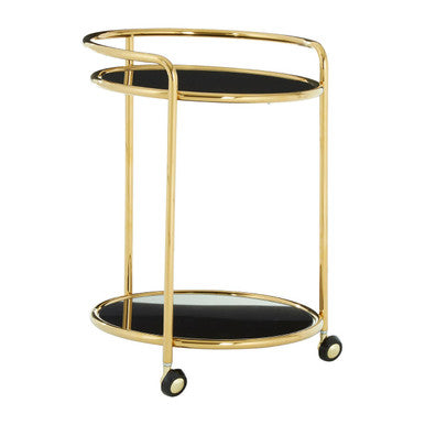 Round Gold Trolley with Glass Shelves