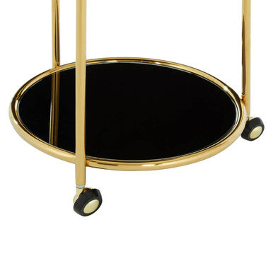 Round Gold Trolley with Glass Shelves