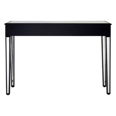 Mirrored White Wooden Console Table with 3 Drawers and Black Trim