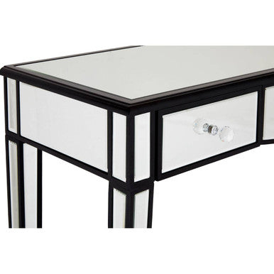 Mirrored White Wooden Console Table with 3 Drawers and Black Trim