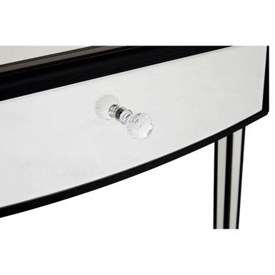 Mirrored White Wooden Console Table with 3 Drawers and Black Trim