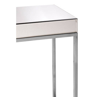 Silver Mirrored Side Table with Wooden Frame