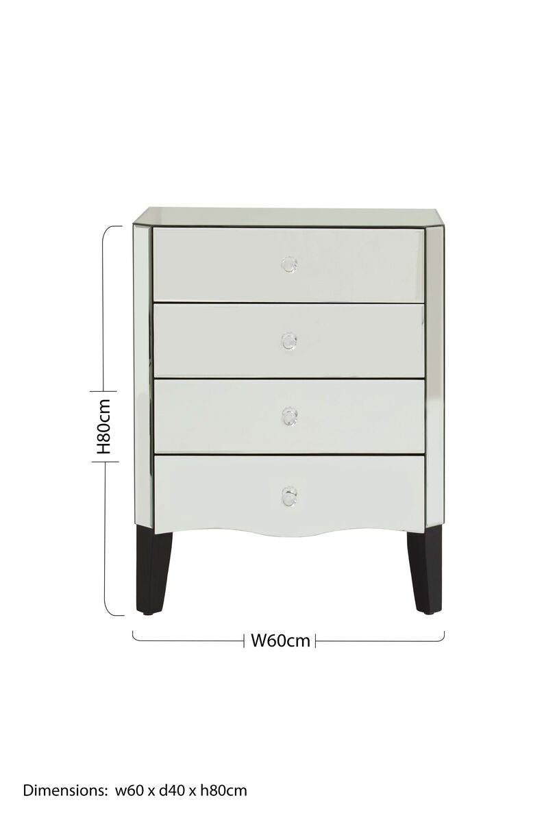 Mirrored Chest of 4 Drawers
