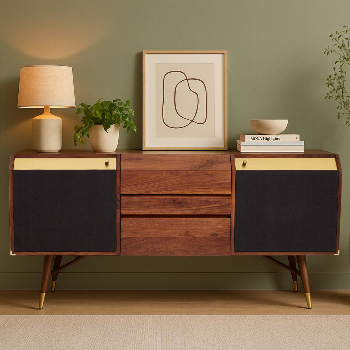 Natural Wood Sideboard with Storage