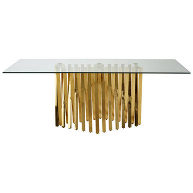 Clear Tempered Glass Dining Table with Gold Frame