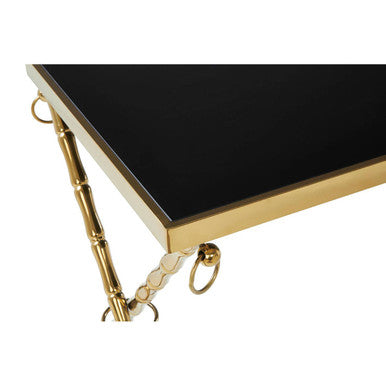 Set of 2 Gold and Black Nesting Tables with Glass Tops