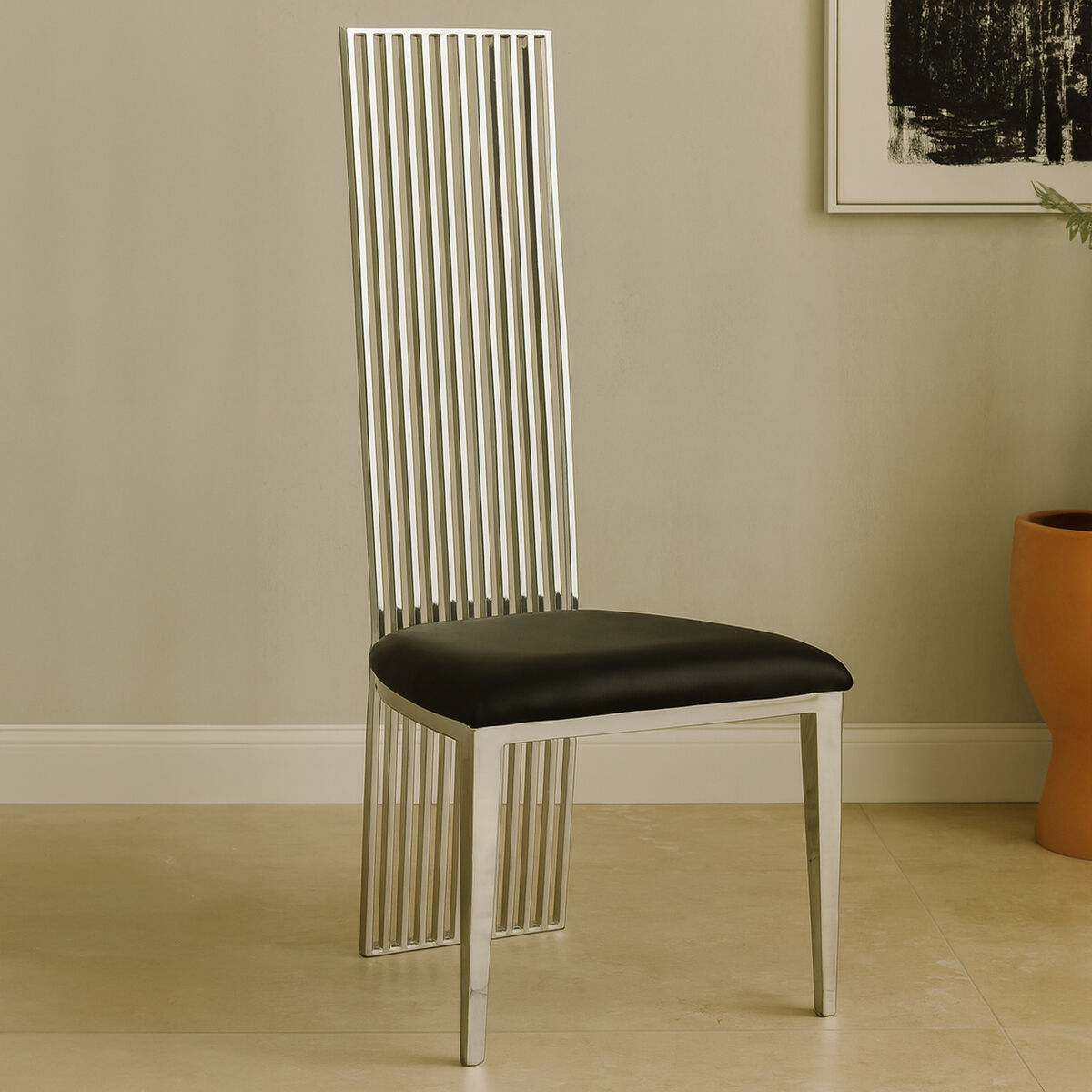 Silver High Back Dining Chair