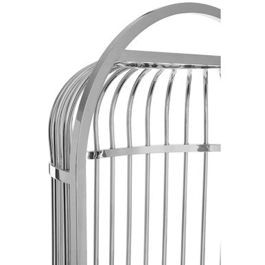 Silver Dome Cage Chair with Black Cushioned Seat