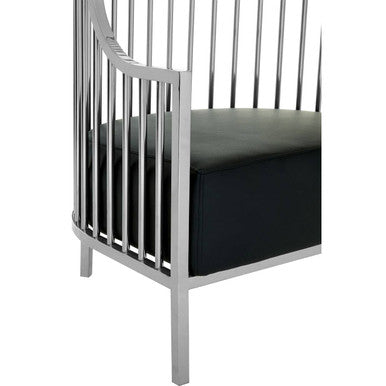 Silver Dome Cage Chair with Black Cushioned Seat
