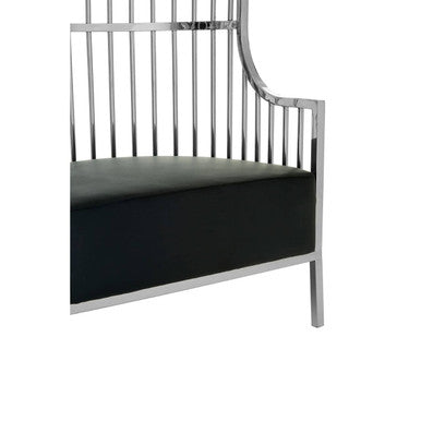 Silver Dome Cage Chair with Black Cushioned Seat