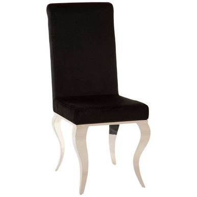 Black Velvet Dining Chair with Silver Frame