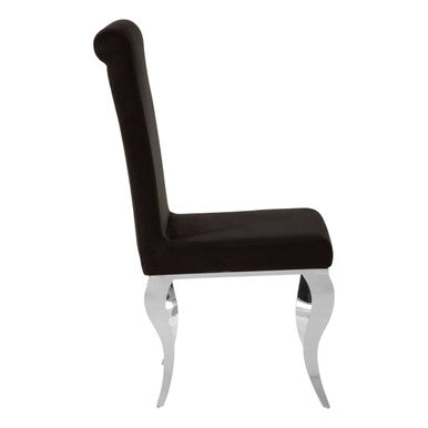 Black Velvet Dining Chair with Silver Frame