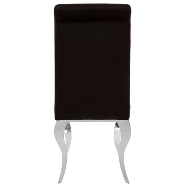 Black Velvet Dining Chair with Silver Frame