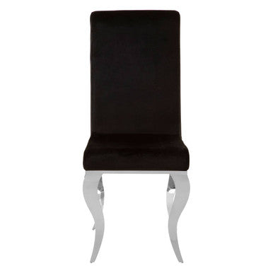 Black Velvet Dining Chair with Silver Frame