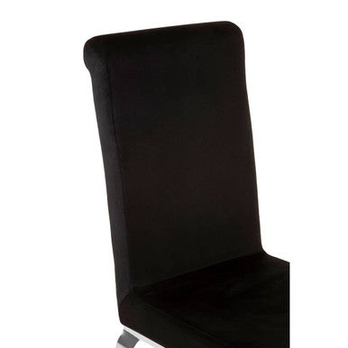 Black Velvet Dining Chair with Silver Frame