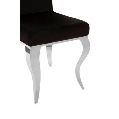 Black Velvet Dining Chair with Silver Frame