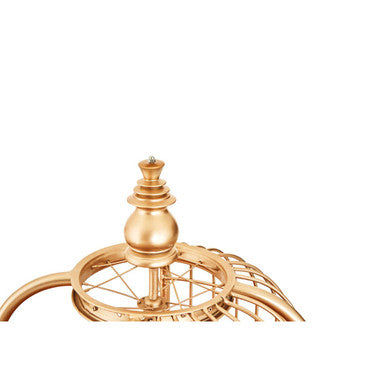 Champagne Gold Birdcage Shelf Unit with Natural Wood Shelves