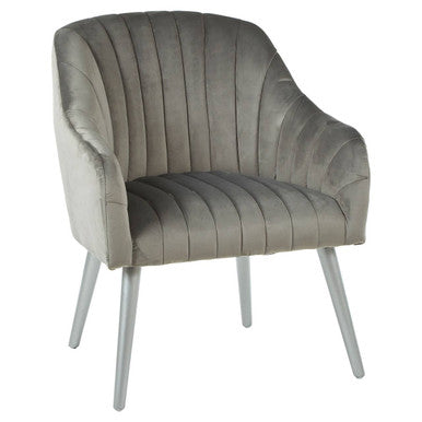 Grey Fabric Armchair with Channel Tufting