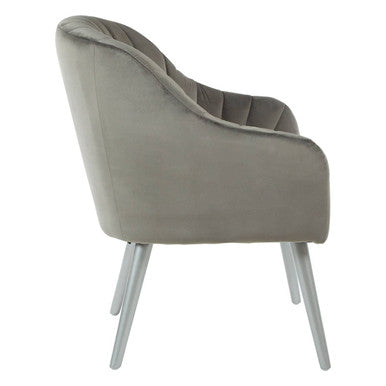Grey Fabric Armchair with Channel Tufting