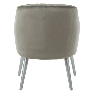 Grey Fabric Armchair with Channel Tufting