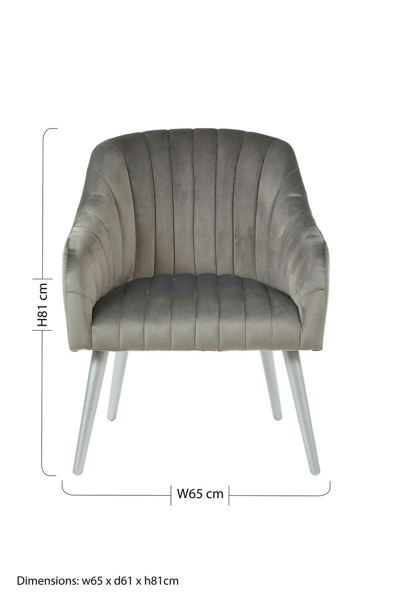 Grey Fabric Armchair with Channel Tufting