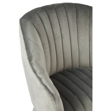 Grey Fabric Armchair with Channel Tufting