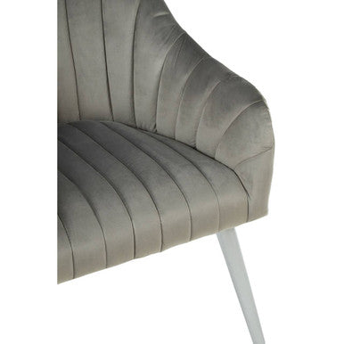 Grey Fabric Armchair with Channel Tufting