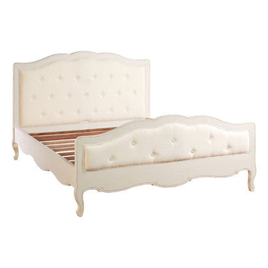 White Kingsize Bed with Buttoned Headboard