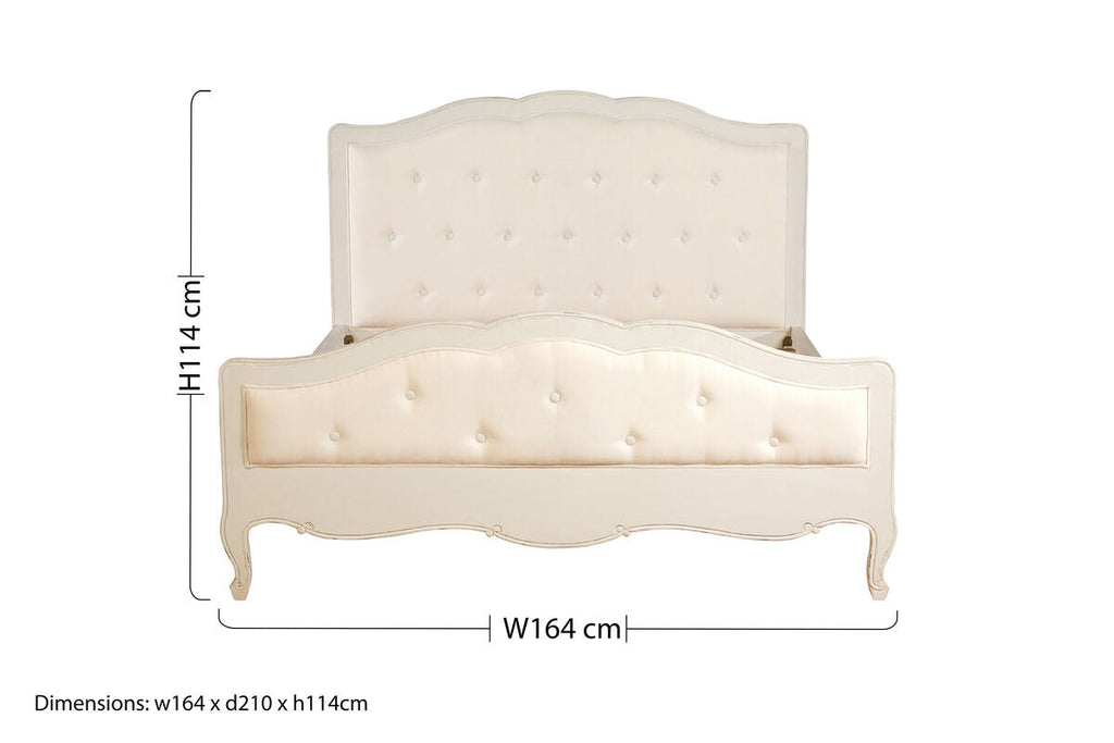White Kingsize Bed with Buttoned Headboard