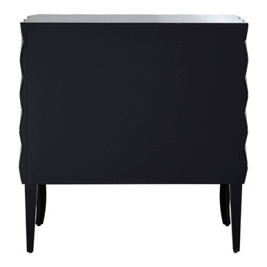 Silver Finish Cabinet with Mirrored Geometric Front