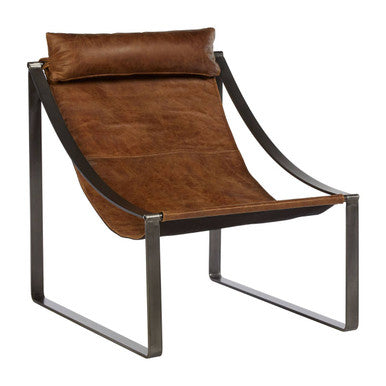 Light Brown Leather Sling Chair