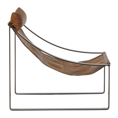 Light Brown Leather Sling Chair